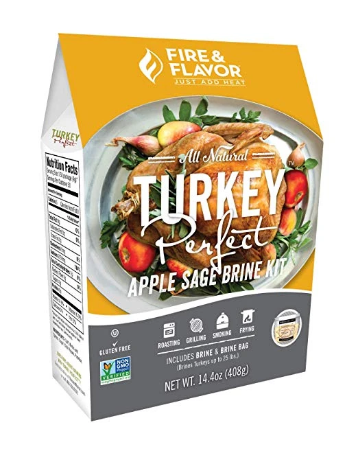 Fire And Flavor Fire & Flavor Turkey Perfect Brining Kit, Apple Sage,14.4 Oz (408 G) Brines, Injections & Marinades 1 Fire And Flavor Fire & Flavor Turkey Perfect Brining Kit, Apple Sage,14.4 Oz (408 G) Brines, Injections & Marinades