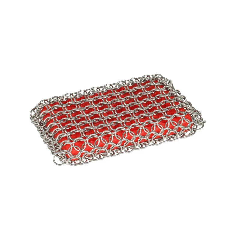Lodge Cast Iron Lodge Silicone & Chainmail Scrubbing Pad, Red 1 Lodge Cast Iron Lodge Silicone & Chainmail Scrubbing Pad, Red