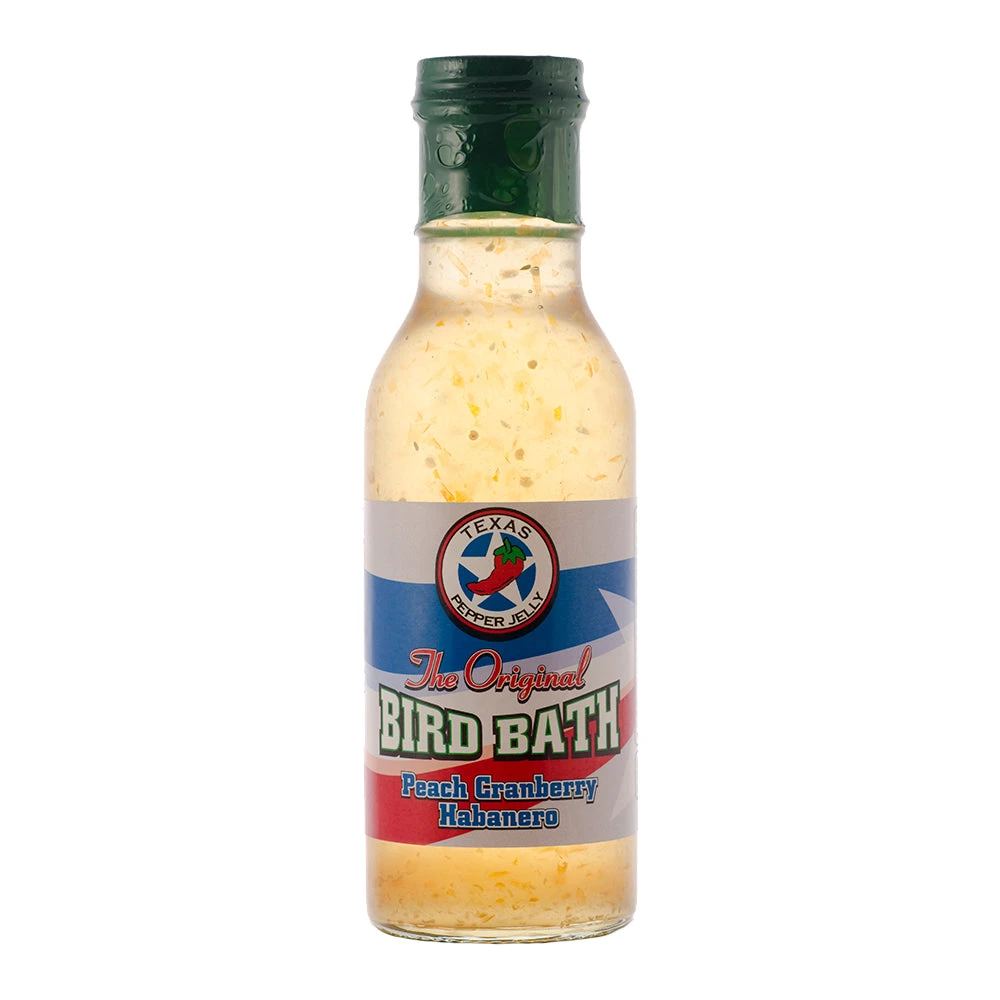 Texas Pepper Jelly Peach Cranberry Heat Habanero Bird Bath 1 Texas Pepper Jelly Peach Cranberry Heat Habanero Bird Bath