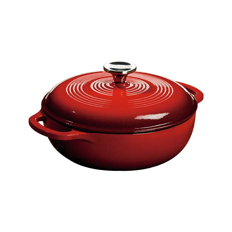 Lodge Cast Iron Dutch Ovens Lodge 3 Quart Enameled Dutch Oven, Red 1 Lodge Cast Iron Dutch Ovens Lodge 3 Quart Enameled Dutch Oven, Red