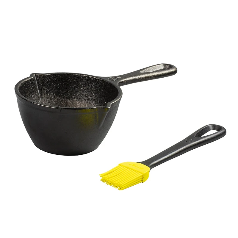 Lodge Cast Iron Melting Pot And Silicone Brush 1 Lodge Cast Iron Melting Pot And Silicone Brush
