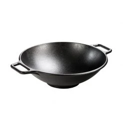 Lodge Cast Iron Lodge 14 Inch Cast Iron Wok, With Loop Handles, Fits 15 Inch Glass Lid